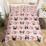 Prantsuse buldogi voodipesukomplekt Multikad Kutsikad Laste Voodiriided Armas teki-/tekikott ja padjap&uuml;&uuml;r Kawaii poisid, t&uuml;drukud 70x133cm 2pcs