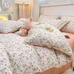 Retro stiilis kahekihiline l&otilde;ng pestud puuvillane tekikate neljaosaline komplekt voodipesu linad kolmeosaline komplekt 1.2m bed