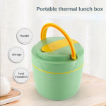 &Uuml;mmargune toidukvaliteediga plastist termiline s&ouml;&ouml;gikarp Kaasaskantav hermeetiline mikrolaineahjus t&ouml;&ouml;tav l&otilde;unas&ouml;&ouml;gikassa t&ouml;&ouml;taja &otilde;pilase Bento kast lusikaga roheline