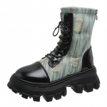 Naiste poolsaapad &uuml;mmarguse ninaosa paks p&otilde;hjaga mugavad kulumiskindlad libisemiskindlad l&uuml;hikesed saapad Moodsad paelad &uuml;mmarguse ninaga naiste kingad 35 heleroheline v&auml;rv