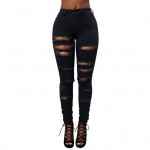 Naiste teksad, rebitud augud, k&otilde;rge kitsas v&ouml;&ouml;koht, &uuml;hev&auml;rviline, &otilde;huke istuvus, pehme veniv pendeldamine vabaaja pahkluu pikkusega naiste pikad p&uuml;ksid M must