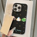 Telefoni&uuml;mbris iPhone 11 13 XR XS Max &uuml;mbrisele iPhone 12 14 15 16 Pro Max 12 Pro 15 Plus Nahast v&auml;rvitud veekindel kukkumis- ja kulumiskindel multikas iPhone 16 Pro Max valge