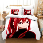 3D Prindiga Anime Fairy Tail Logo Natsu Voodipesukomplekt Poisid T&uuml;drukud &Uuml;heinimesevoodi Kuninganna Suurus Tekikott Padjap&uuml;&uuml;r Voodi Lapsed T&auml;iskasvanud Kodu Tekstiil 70x133cm 2pcs red