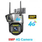 8MP 4K 4G IP-kaamera kahe objektiiviga traadita v&otilde;rgumonitor kodu v&auml;li veekindel PTZ CCTV kaamerate turvakaitse rakendus V380 Pro 8MP 4G No Card valge