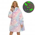 Meeste ja naiste paks soe kapuutsiga flanellist hommikumantel, paari vaba aja valgustavate t&auml;htede tie-dye kodur&otilde;ivad roosa