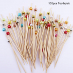 100 tk. valge p&auml;rlbambusest toit, puuviljakorkid, pulmapidu, &uuml;hekordselt kasutatav kook magustoit kokteilipulgad Rootsi laud tassikoogi hambaork