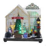 Christmas Houses Village, LED Greenhouse Scene Decor Lights up Glowing Music