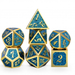 DND T&auml;ringukomplekt, Dungeons and Dragons T&auml;ringud D20 Metallt&auml;ringute Komplektiga D ja D T&auml;ringute v&otilde;i RPG Rollim&auml;ngu MTG Lauam&auml;ngude jaoks, Shadowrun Pathfinder kuld/sinine