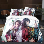 Demon Slayer Voodipesu Komplekt Anime Multikaga Tr&uuml;kitud Tekikate Komplekt &Uuml;heinimese Twin T&auml;iskasvanu Laste Magamistoa Voodi Dekoor Uusaasta Kingitus AU Single 140x210cm