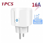 Tuya Wifi Smart Socket EU pistik 16A toitemonitori kaugjuhtimispult SmartLife APP t&ouml;&ouml;tab koos Alexa Yandexi Alice Google'i assistendiga 16A EU Plug valge