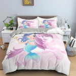 Roosade juustega merineitsi tekikott Veealune elu tekikott Ookeani teema Mereline elu Voodipesu 3 tk Laste t&uuml;drukute toa sisustuseks 70x133cm 2pcs
