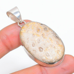 Fossil Coral Handmade 925 Sterling Silver Gift Jewelry Pendant 2.09 m3a86