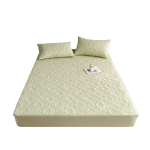 Tepitud veekindel madratsi kate Reljeefne voodipesu Madrats Kaitse Lestavastane Antibakteriaalne Sisseehitatud voodilina ilma padjap&uuml;&uuml;rita 2xPillowcase 48x74cm rohuroheline v&auml;rv