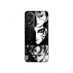 Coque Oppo A38 Sangoku Naruto Luffy one piece Dragon Ball Z fond noir et blanc, anime manga Maniacase