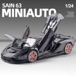 Uus 1:24 Lamborghini Sian FKP 37 Auto Sportauto Mudel Valatud Metall Heliga Super V&otilde;idus&otilde;iduauto T&otilde;stetav Tagatiib Rattad Lapsed Poisid Kingitus must