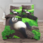 Laste armsad loomad voodipesukomplekt Twin King Poistele T&uuml;drukutele Teismelistele 3D Panda Prindiga tekikott Mikrokiudust tekikatte kate Magamistoa kaunistus EU single(135x200cm) green