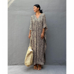 Naiste leopardimustriline rannakatte avar suur, pikk kleit p&uuml;hadep&auml;evaseks p&auml;ikeses&auml;rgi bikiinidega one size kohv