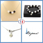 Pierres et Min&eacute;raux. Parure Bracelet Collier 4 Perles Pierre de lune + Agate noire 8 mm. Taille personnalisable. must
