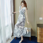 YYFS naistemood suvised kevadlillemustriga varrukateta V-kaelusega vabaajakleidid M