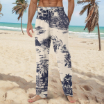 Meeste Hawaii Print Pehme kodu pidžaamap&uuml;ksid, n&ouml;&ouml;riga vabaaja dressip&uuml;ksid L beež