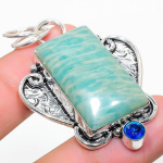Amazonite, Blue Topaz 925 Sterling Silver Jewelry Pendant 2.13 e3f83