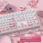Gradient Pink Cherry Blossom PBT l&auml;bipaistev isikup&auml;rastatud mehaaniline klaviatuuri klahvid 87108 37.5 x 15.5 x 3 cm