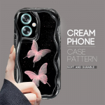 Armas koomiksimustriga kreemjas tekstuuriga korpus, lainelise servaga pehme silikoonkaanega telefoni&uuml;mbris OPPO Reno Realme jaoks OPPO F25 Pro 5G puhas