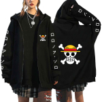 Cosplay Luffy Zoro ONE PIECE Anime kapuutsid Meeste jakid vabaaja lukuga mantel Harajuku unisex kapuuts Cartoon tr&uuml;kitud dressipluusid Hip Hop kapuutsiga t&auml;navar&otilde;ivad S