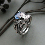 Dragonfly Leaf Sinine Rhinestone H&otilde;bedane V&auml;rvus Mood Kihlasormus Kingitused Suurus 6-10 6