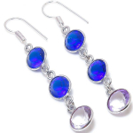 London Blue Topaz, Amethyst 925 Sterling Silver Gift Earring 2.36 h5o77