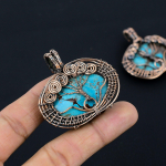 Tree Of Life Tibetan Turquoise Copper Wire Wrap Pendant 2 c3p70