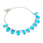 Blue Topaz Handmade 925 Sterling Silver Jewelry Necklace 18 s0y30