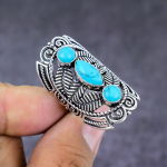 Tibetan Turquoise Handmade 925 Sterling Silver Gift Jewelry Ring Size 9 i1k15