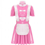 Naiste l&auml;ikivast lakknahast neiu kleit volangidega p&otilde;llega puhvvarrukatega klubir&otilde;ivad peokleit XL roosa