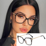 Stiilsed prillid miinus l&uuml;hin&auml;gelikkus Prillid Naised Leopard &Uuml;lem&otilde;&otilde;dulised Ruudukujulised Prilliraamid Metall Arvuti Sinise Valguse Vastased Prillid 0~-6. myopia-275