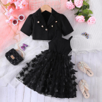 T&uuml;drukute Kleit Uus T&uuml;drukute Suvine Uus L&uuml;hikost&uuml;&uuml;m Jope + Liblikad v&otilde;rkloor p&auml;itsetega pikk seelik Kaheosaline komplekt 3-8Y 3Y