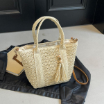 &Otilde;lgest Raffia Beachi suvine kootud tutidega kandekott, suur mahutav &otilde;lakott naiste rahakottide ja k&auml;ekottide jaoks 35x11x25cm