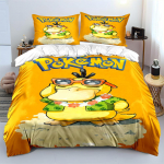 Jaapani Anime Pokemon Psyduck Tr&uuml;kitud Voodipesukomplekt Tekikott 1 Tekikott 2 Padjap&uuml;&uuml;ri T&auml;iskasvanute ja Laste Voodipesukomplekt Luksuslik EU Twin 135X200cm