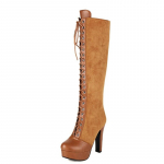 Vintage n&ouml;&ouml;rsaapad naiste talvesaapad platvorm k&otilde;rge kontsaga naiste k&otilde;rged saapad must khaki k&otilde;rged pikad saapad suur suurus 39 must