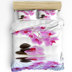 Spa Decor 3 tk Voodipesukomplekt Liivane Orhidee ja Massaažikivid Zen Tekikoti Komplekt Voodikomplekt Tekikate Padjap&uuml;&uuml;r Tekk EU single(135x200cm) black