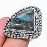 Natural Labradorite Gemstone 925 Sterling Silver Jewelry Ring Size 10 r1v33