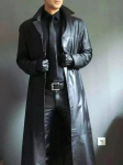 Meeste Trenchcoat K&auml;sit&ouml;&ouml;na Valmistatud Stiilne Pikk Nahast Must Klassikaline Ehtne Lambanahk S must