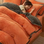 Talvine Piimakangast Sametine Voodipesu Komplekt Soe Paksenenud Pl&uuml;&uuml;sist Tekikate Voodilina Padjap&uuml;&uuml;r Kahekohaline Voodi &Uuml;hekohaline Voodi Queen King Suurus Tekikate Komplekt Flat Bed Sheet&150x200cm-3pc oranž