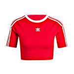 Adidas Originals &Uuml;mmarguse kaelusega pullover Kirjalogo Triibuline L&uuml;hikeste varrukatega T-s&auml;rk Naiste Topid Punane IP0665 L
