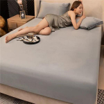 Plush elastne liibuv lina Pehme soe sametist voodikate madrats kate voodipesu kaitsev voodilina ilma padjap&uuml;&uuml;rita 90x200cm Only Sheet