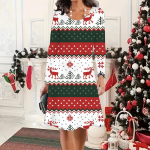 2025 S&uuml;gis & Talv Naiste Uus Vabaaja &Uuml;mara Kaelusega Kleit 3D J&otilde;ulumustriga Ideaalne Halloweeni J&otilde;ulukink 8XL punane