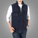 Meeste vest Mitme taskuga vest Meeste t&ouml;&ouml;riistadest koosnev lahtine vabaaja suure suurusega p&uuml;stkraega vest 7XL tumesinine v&auml;rv