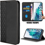 Coque de Protection - BOOLING - Samsung Galaxy S20 FE - Ferme Magn&eacute;tique - Noir - 2 Verres must
