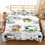 Multikas Snoopy Voodipesukomplektid Tekk Tekikott Voodikate Tekikott Padjap&uuml;&uuml;r 2-3 Osaline Komplekt Laste T&auml;iskasvanute Suurus Kodu Tarvikud EU Single 135x200cm
