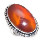 Natural Carnelian Gemstone Handmade 925 Sterling Silver Jewelry Ring Size 8 a8r12